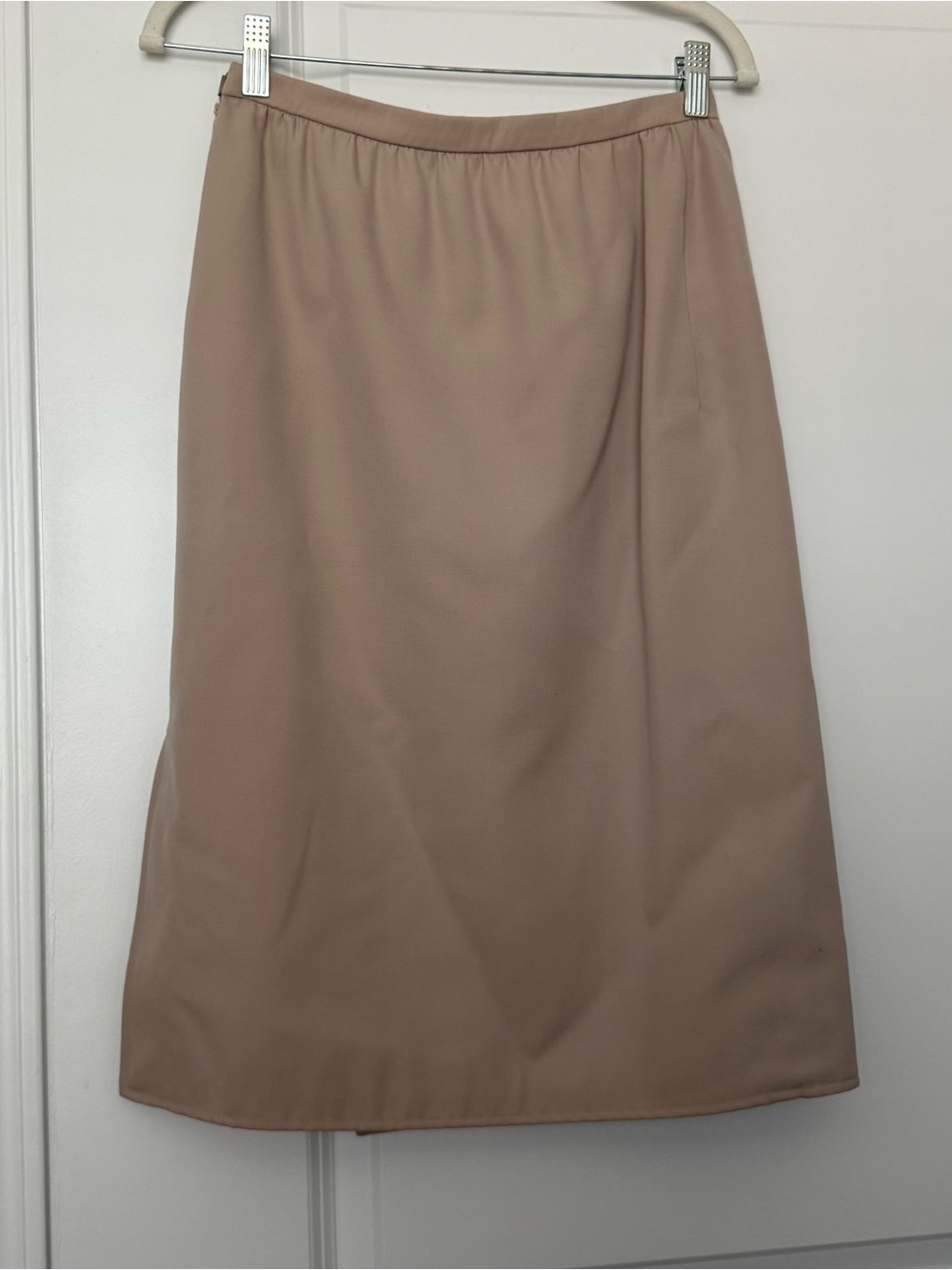 Vintage Valentino Boutique Beige Wrap Midi Skirt - 1980s Minimalist Officewear